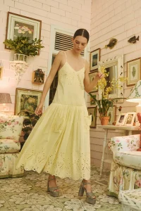 Hunter Bell butter yellow summer dress, feminine silhouette