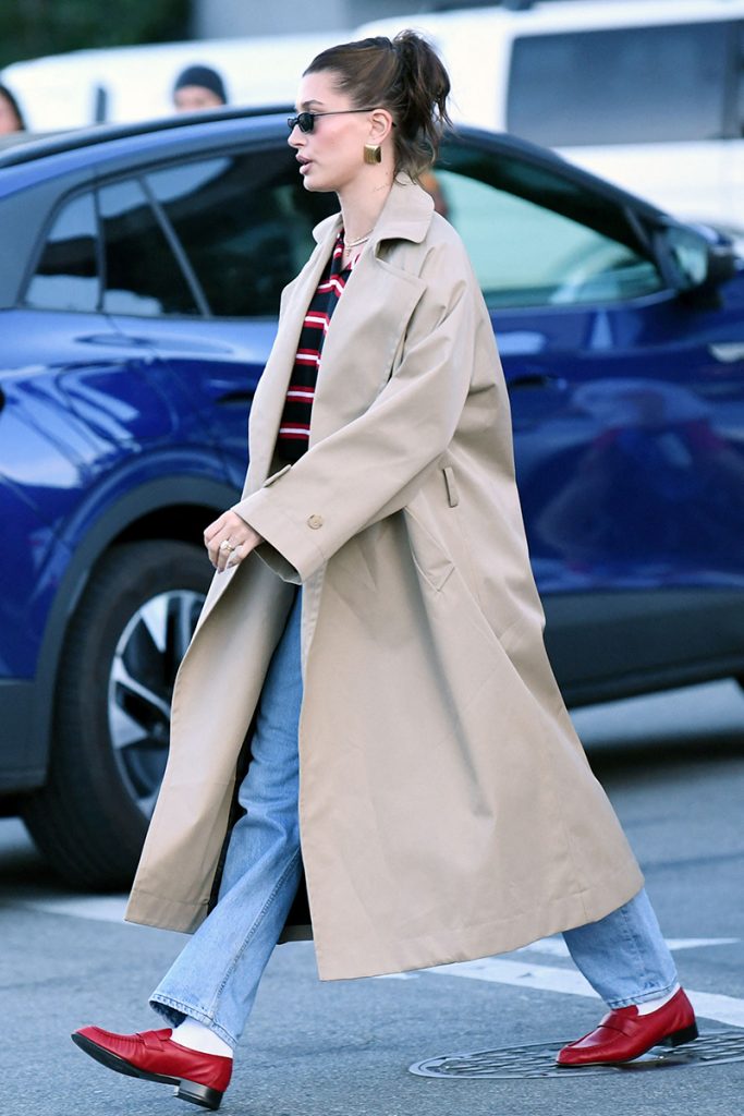Hailey Bieber loafer looks