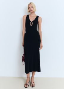 Mango sleeveless summer dress with bow neckline