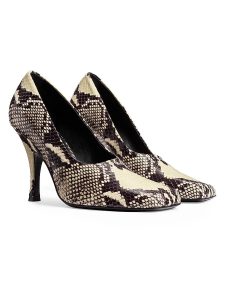 snakeskin scalloped leather pumps
