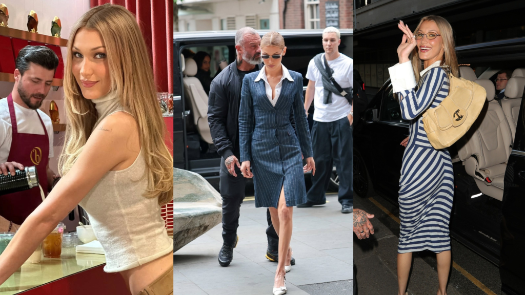 Bella Hadid in a Y2K-inspired street style look